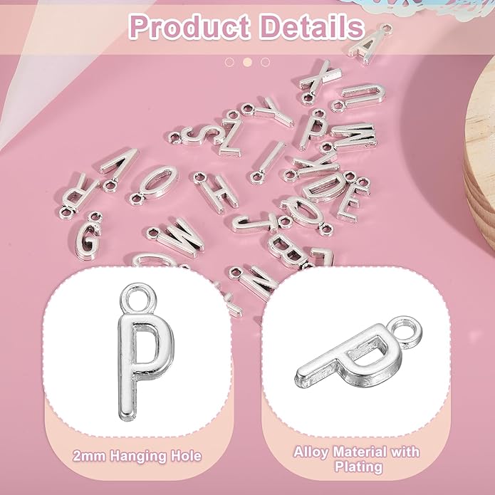 uxcell Letter Charm, Alloy Letter Initial Alphabet Charm for DIY Crafts Jewelry Making Bracelet Earrings Necklace