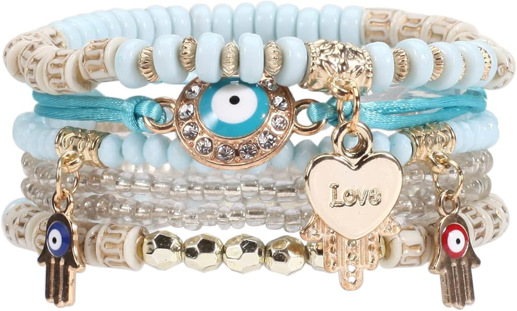 Bracelets Bohe Multilayer Chain Tassel Stackable Charm Stretch Statement Bracelet Set