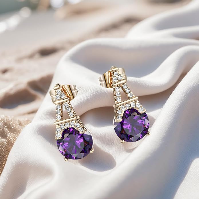 Alphabet Earring for Women, 18K Gold Plated Brass with Cubic Zirconia.