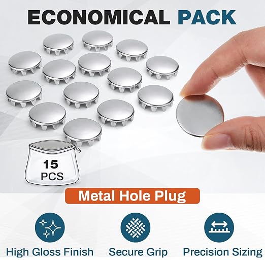Hicarer 15 Pack Fit 1/2" Hole Metal Hole Plugs | Snap-in Hole Cover Caps - Image 6