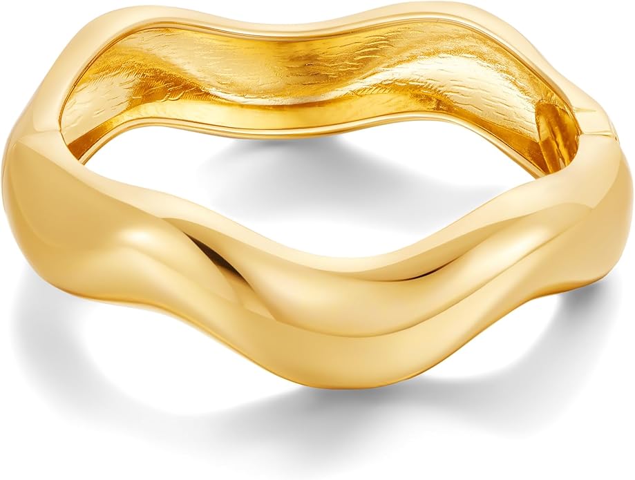 Chunky Gold Bangles Bracelet for Women Trendy Statement Bracelet Dainty Charm Gold Valentine's Day Gift Jewelry for Her
