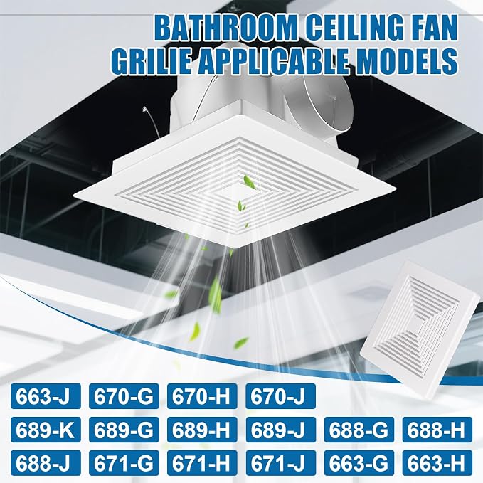 (1-Pack 12" BP90 Spring Bathroom Exhaust Fan Cover 12-1/4" x12" Vent Cover - Image 3