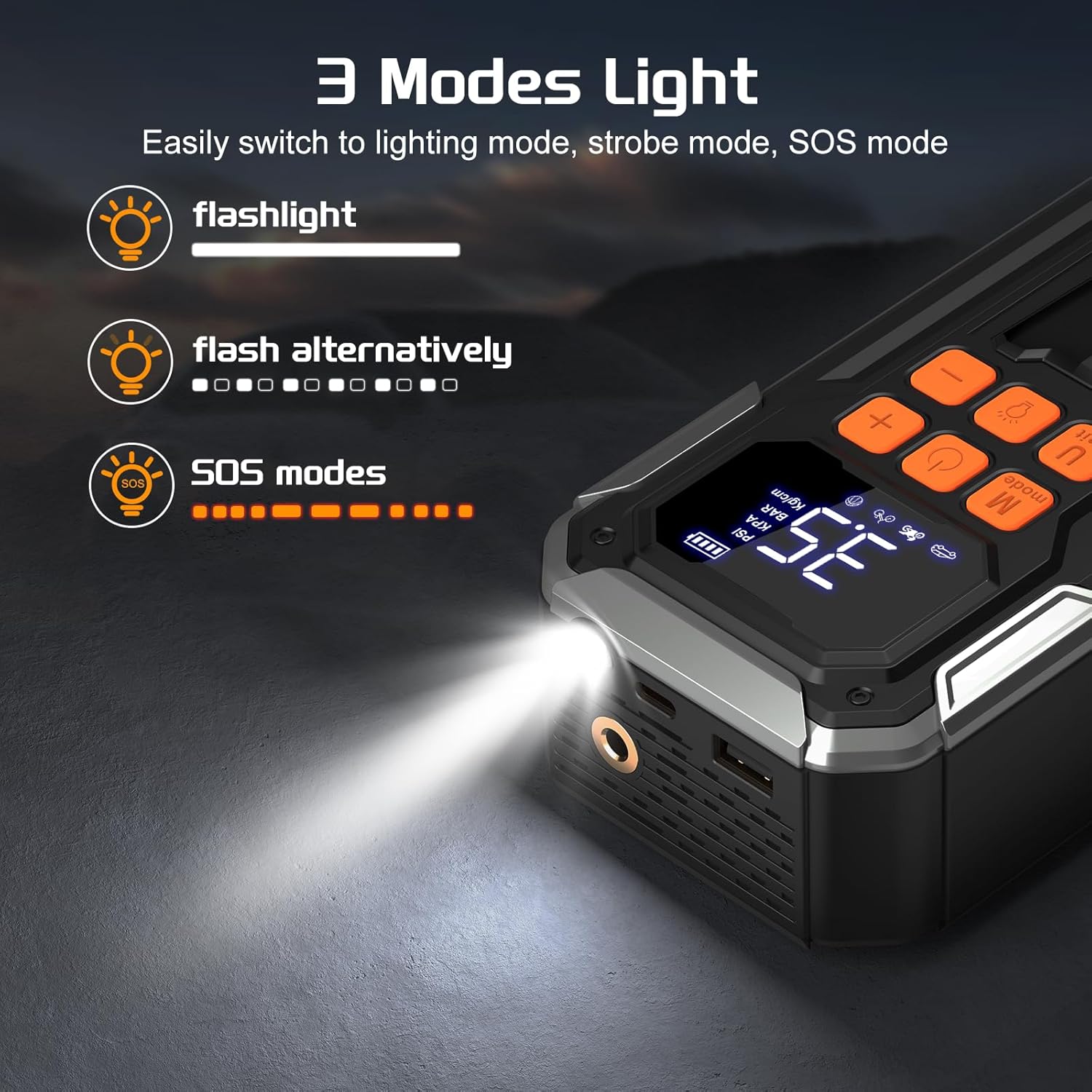 Tire Inflator Portable Air Compressor, 160PSI 10000mAH, 3X Faster Cordless Air Pump with Digital Gauge for Car, Bike, Motorcycle, Ball With Auto Shut-Off & 3 LED Light