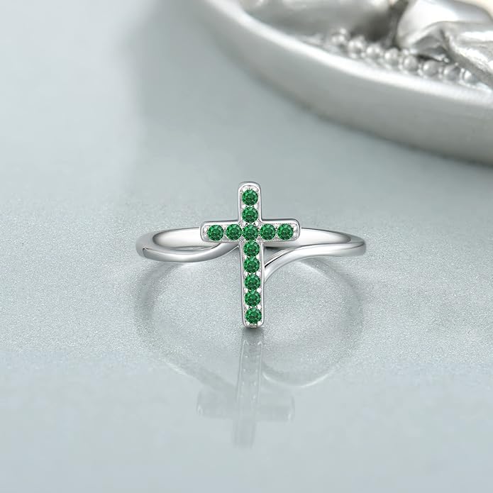 STARCHENIE 925 Sterling Silver Cross Ring for Women Size 5-10