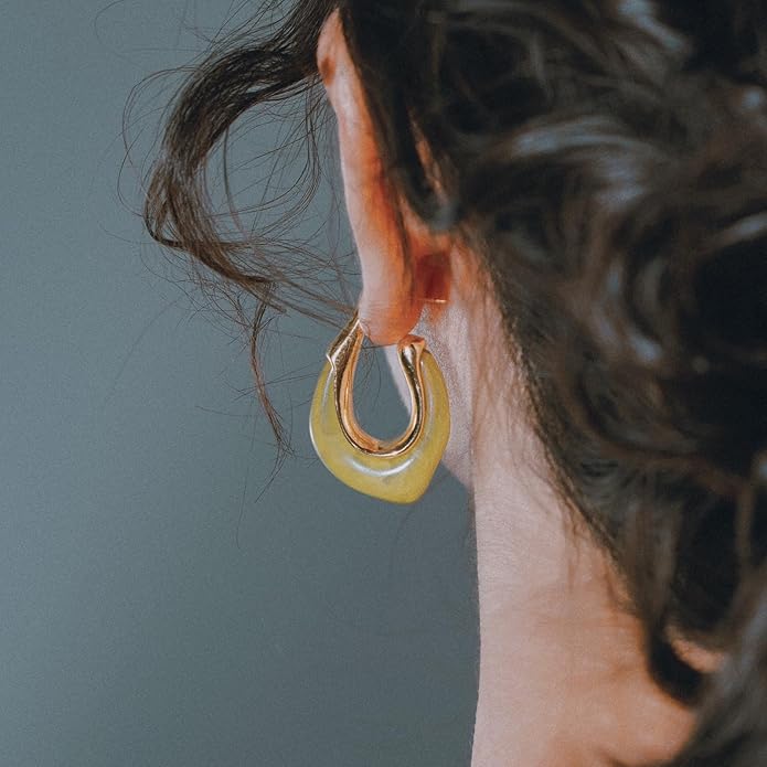 Acrylic Hoop Earrings Chunky Huggie Statement Vintage Earrings Cute Resin Drop Earring Trendy Jewelry Gifts for Women