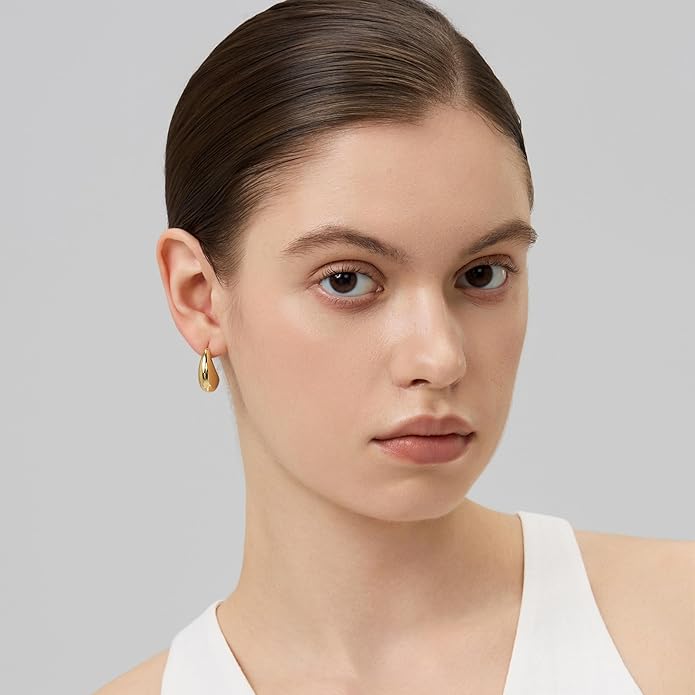 18K Gold Plated Huggie Hoop Earrings for Women, 925 Sterling Silver Post, Hypoallergenic Small Earrings