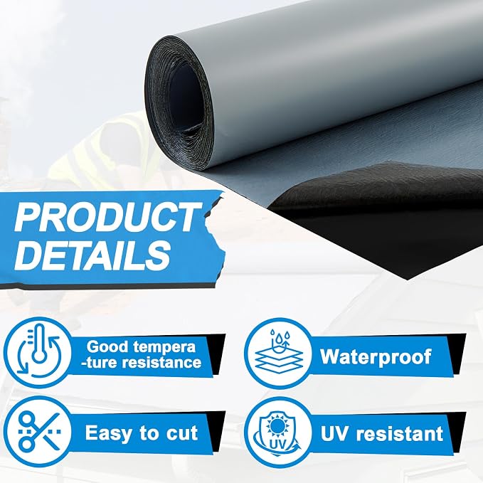 40in x 16.5ft Roof Waterproof Tape, Heavy Duty TPU Self-Adhesive Leak Repair - Image 4