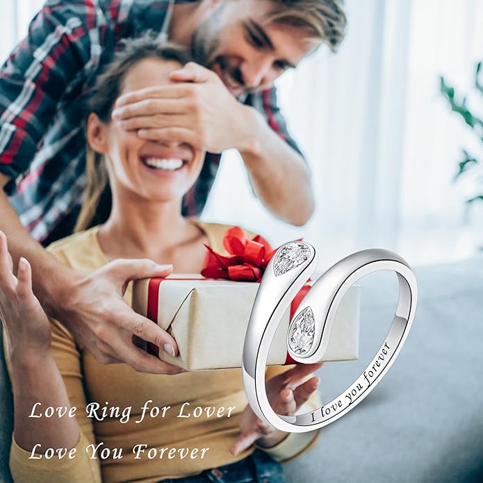 Fookduoduo 925 Sterling Silver Ring Inspirational Jewelry adjustable Wrap Open Rings for Women