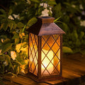 14" Solar Lanterns Outdoor Garden Lantern Waterproof LED Flickering Flameless by TAKEME