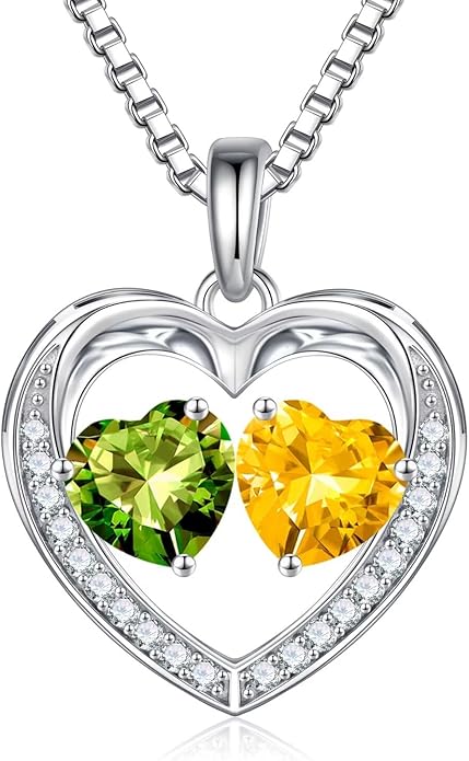Iefil Valentines Day Gifts for Her - 925 Sterling Silver Heart Birthstone Necklace, Anniversary Birthday Gifts for Women Wife Girlfriend Mom Her
