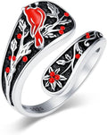 LOANGO Spoon Ring for Women 925 Sterling Silver Spoon Rings Adjustable Oxidized Vintage Thumb Rings Sunflower Hummingbird Butterfly Bee Cardinal Jewelry Gifts for Women Men