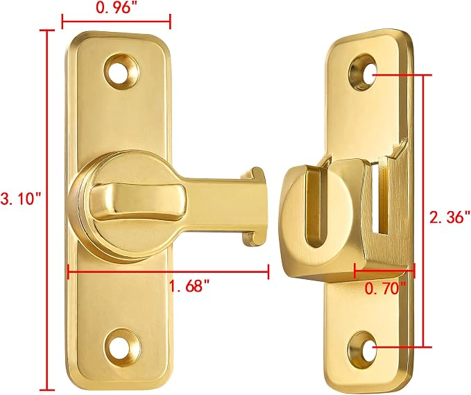 Gold 90/180 Degree Flip Latch, Zinc Alloy Barn Door Latch | Right Angle Door - Image 2
