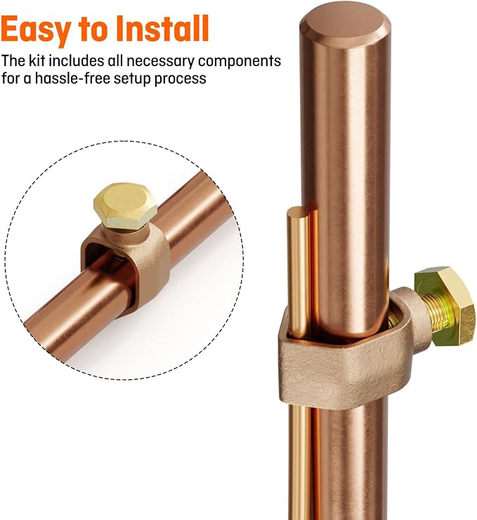 6 Feet Ground Rod Kit 1/2" Copper Clad Grounding Rod - Image 4