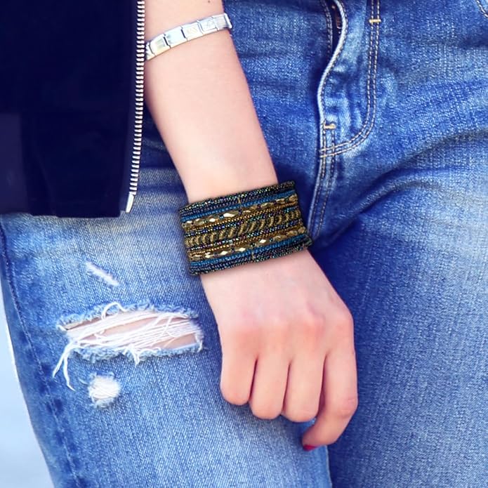 SPUNKYsoul Cuff Bracelets for Women Collection - Adjustable, Stylish Boho Inspired Beaded Bracelets, Trendy Stackable Beads, Ideal for Everyday Wear & Special Occasions