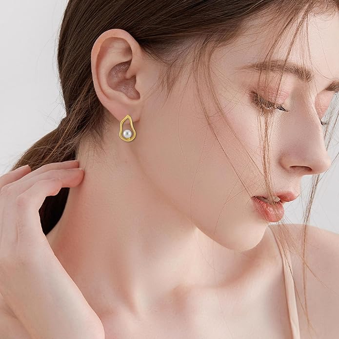VONALA Silver/Gold Seashell Pearl Dangle Earrings 925 Sterling Silver Beach Drop Dangle Earrings Starfish Leverback Earrings Ocean Jewelry Gifts for Women