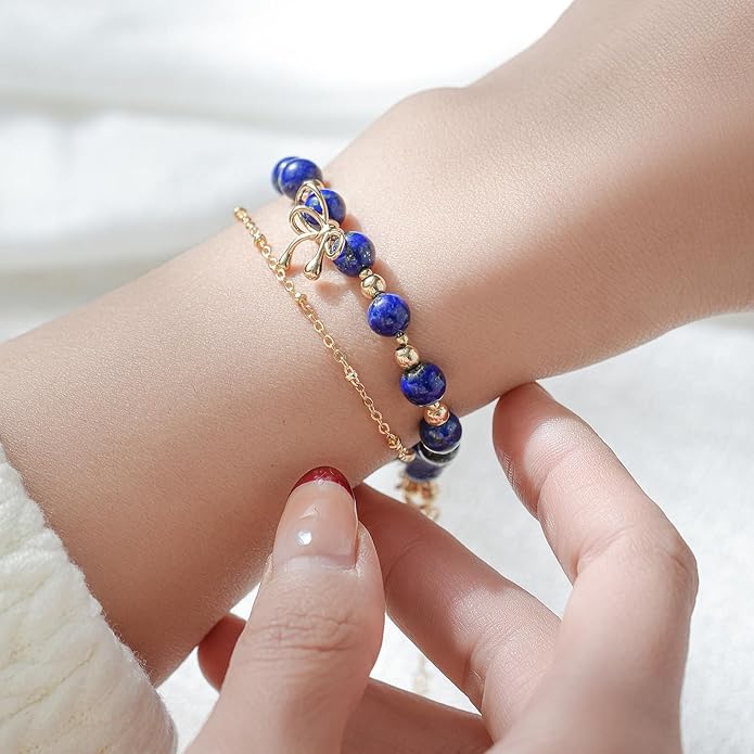 Luxury Handmade Natural Crystal Gemstone Bracelet 14K Gold-Plated Chain,Elegant Unique Jewelry for Women Gift Ready for Her Girlfriend Mother