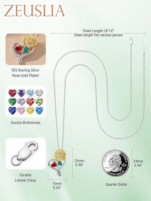 Valentine's Day Gifts for Wife 925 Sterling Silver Double Birthstone Pendant Necklaces I Love You for Always and Forever Necklace Anniversary Birthday Gifts for Wife Girlfriend Mom Her