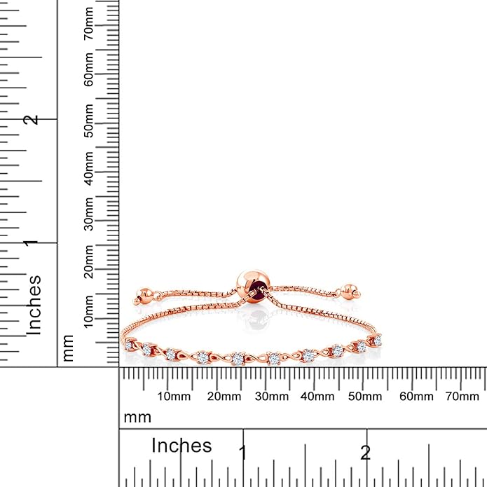Gem Stone King Round Gemstone Birthstone Tennis Bracelet For Women | 925 Sterling Silver | 2.5MM Round | Fits Up To 9 Inch Wrist | Adjustable Bolo Bracelet For Women | Easy-On Easy-Off