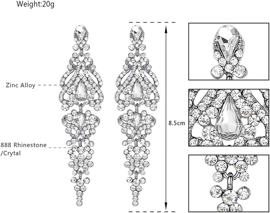 mecresh Flower Teardrop Bridal Wedding Dangle CZ Earrings in Silver/Gold Tone for Women Girl Bride Gift …