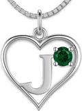 Silver Sterling Necklace Initial Letter A-Z Birthstone for Women – Personalized Custom Jewelry Pendant with Heart Design Customized Dainty Charm for Wife Girlfriend Mom – 18" Box Chain