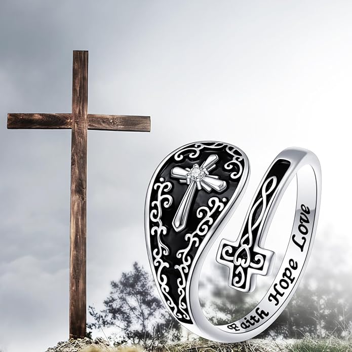 Hamsa Hand of Fatima Lotus Evil Eye/Love Heart/Butterfly/Rose Spoon Adjustable Open Rings 925 Sterling Silver Statement Ring Jewelry Gifts for Women