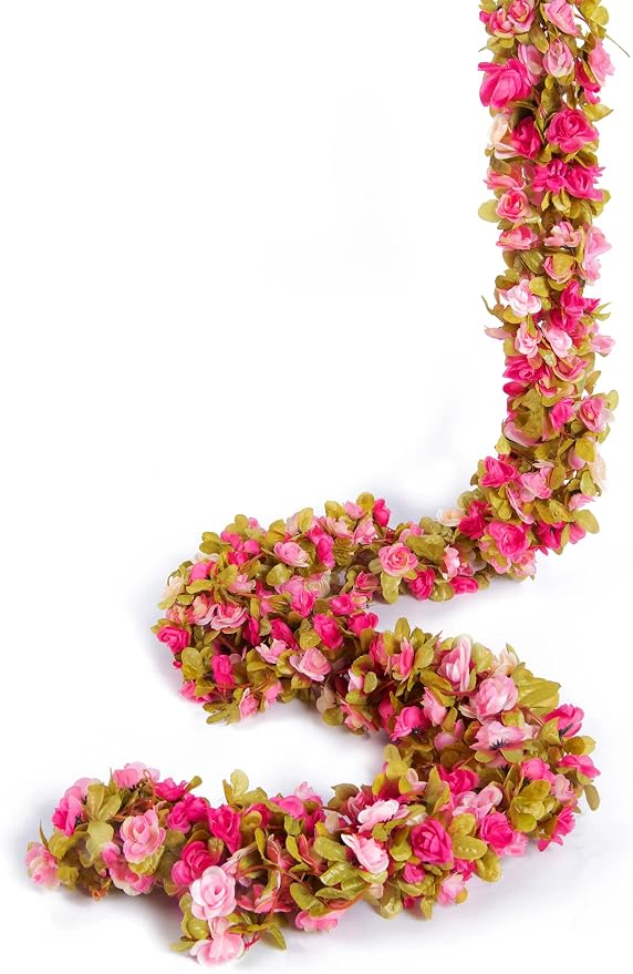 8Pcs x 8.2FT Artificial Flower Garland Rose Vine Decor, Fall Purple Flower | - Image 11
