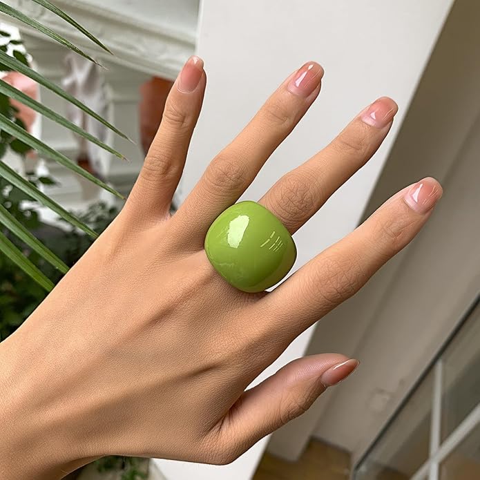 Colorful Chunky Acrylic Ring for Women,Vintage Statement Stackable Rings Candy Color Knuckle Finger Rings Y2K Fashion Classic Jewelry