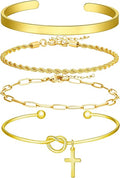Gold Bracelet Stack for Women 14K Gold Plated Bracelet Stack Silver Jewelry Set Stackable Gold Jewelry Gold Bracelet