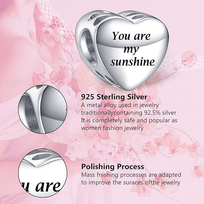 Annmors Personalized Photo Charms For Bracelets/Necklace 925 Sterling Silver Love Heart Shaped Engraved Customize Picture Gift for Birthday Mother's Day,Bead Charms Jewelry for Women