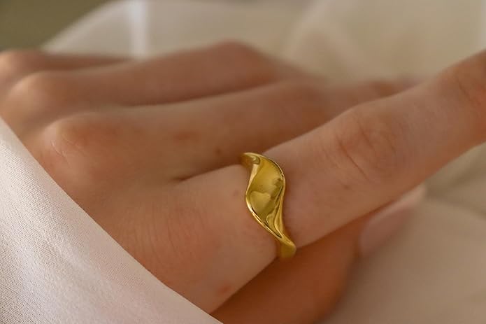 Elegant 18K Gold Plated Stainless Steel Ring – Fine Metal-Plated Jewelry with Durable, Scratch-Resistant Design for Daily Wear & Special Occasions