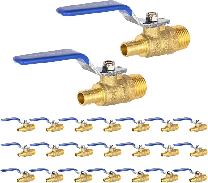 EFIELD 1/2 Inch Crimp Pex X 1/2 Inch NPT Male Brass Full Port Shut-off Ball by EFIELDPEXTUBING
