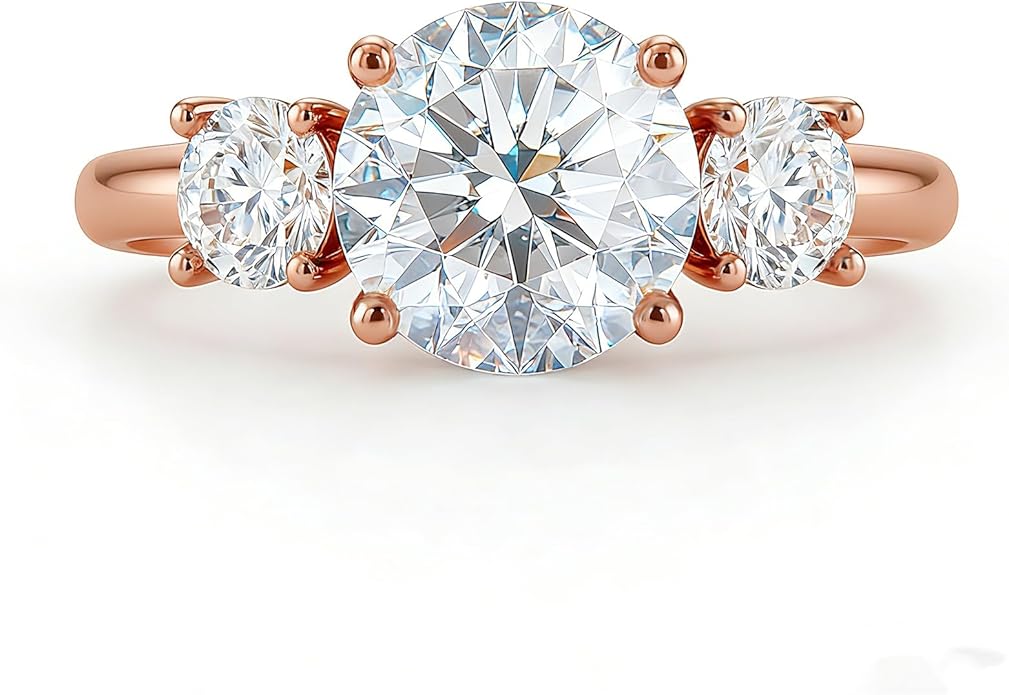 Engagement Rings for Women, Wedding Band for Women，Brilliant D Color VVS1 Clarity Lab Created Rings 14K White Gold Vermeil Ring for Women Jewelry Gifts Adjustable Ring 4-10