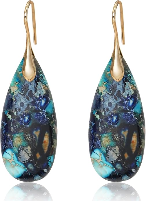 Natural Stone Earrings Waterdrop Stone Dangle Earrings for Women