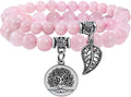 Bivei Natural Semi Precious Gemstone beads bracelet for women - Life Tree and Leaf Charm Energy Reiki Crystal Stretch Bracelets