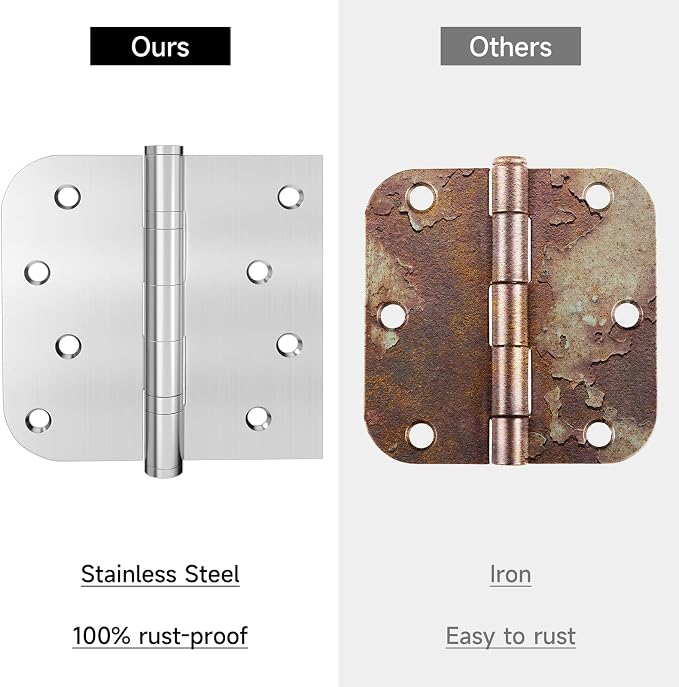 Ball Bearing Door Hinges, 4 Inch Stainless Steel Brushed Nickel, Non-Removable - Image 3