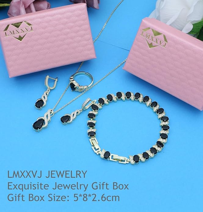 LMXXVJ Jewelry Set for Women,Teardrop Cubic Zirconia Necklace Earrings Adjustable Ring Bracelet Jewelry Set Formal Jewelry Gift