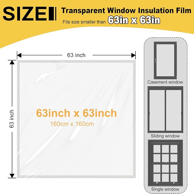 Window Insulation Kit, Reusable Transparent Plastic Film - Image 2
