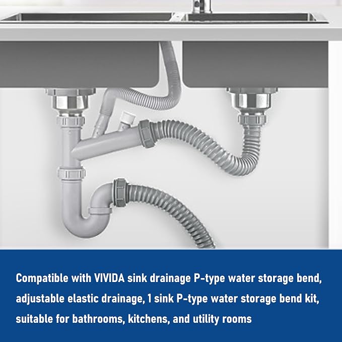 Flexible Sink Drain Pipe P Type Water Storage Bend, - Image 7