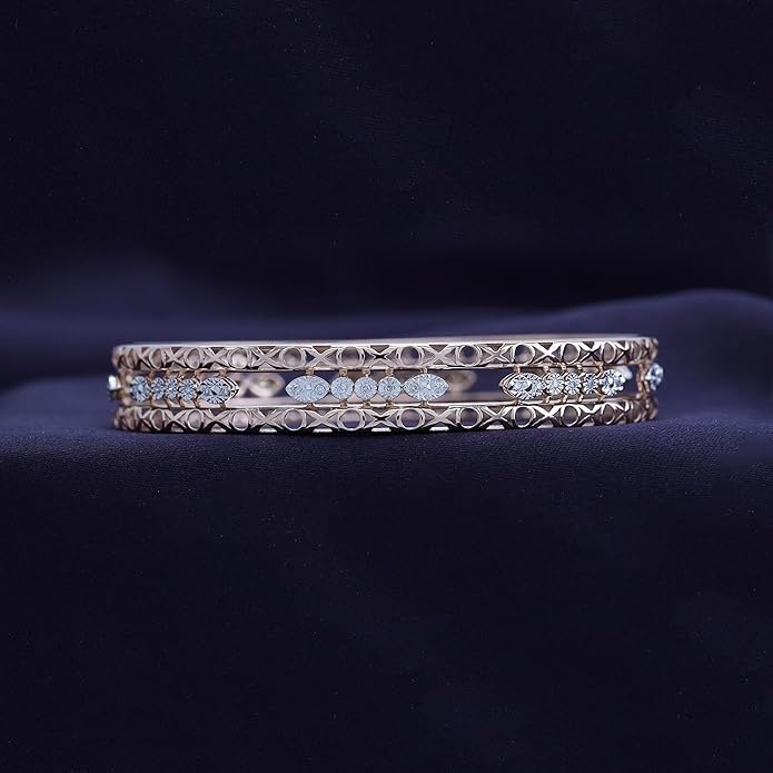 Bangle Bracelets for Women 0.25 Carat (ctw) Round Lab Grown Diamond Miracle Set 3-Row Cuff Bangle Bracelets In 14K Gold Over Sterling Silver Jewelry Gifts For Her Size-7.00 to 8.00 Inch