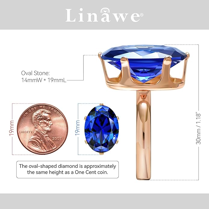 Linawe Cubic Zirconia Imitation Diamond Moissanite Rings for Women, 14K Gold/Rose Gold/Silver Adjustable Chunky Ring, Costume Rhinestone Jewelry for Wedding Engagement