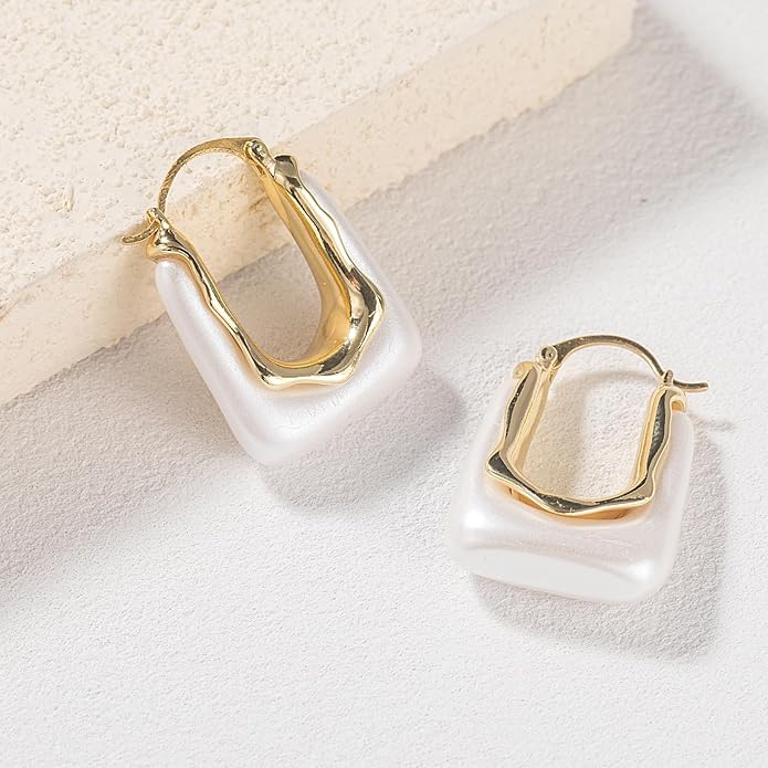 Acrylic Hoop Earrings Chunky Huggie Statement Vintage Earrings Cute Resin Drop Earring Trendy Jewelry Gifts for Women