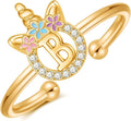 Unicorn Rings Gifts for Girls - Adjustable Initial Ring Dainty Cute Unicorn Rings for Girl Teens Little Girls Jewelry Birthday Gift