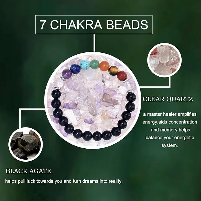 Strong Healing Crystal Bracelet 8MM Genuine Stone Bracelet Lucky Beaded Bracelet Chakra Bracelet 6.5 inch Positive Energy Inspirational Gifts for Women Mom