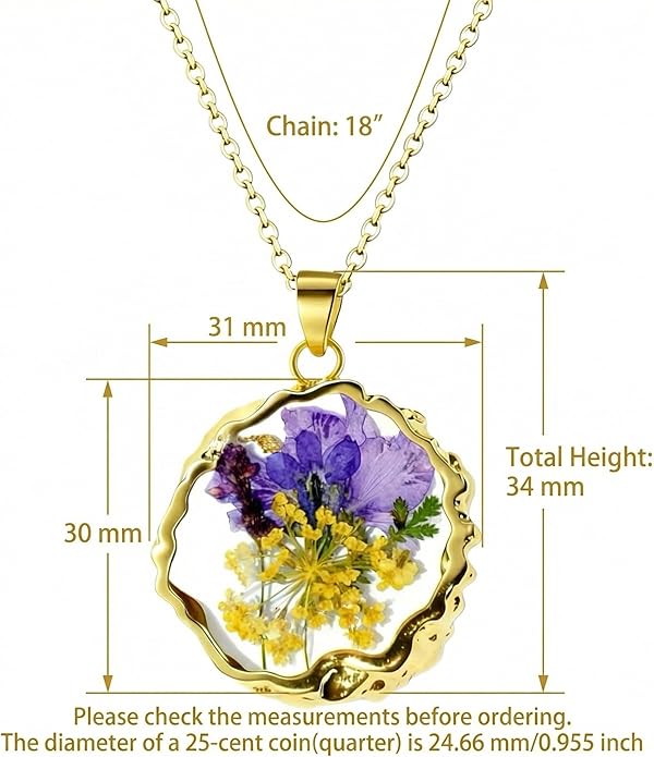 Birth Flower Necklace,1-12 Birth Month Flower Handmade Pendant Necklaces for Women Personalized Custom Floral Jewelry,Boho jewelry,Birthday Gift for Women Girls Best Friend