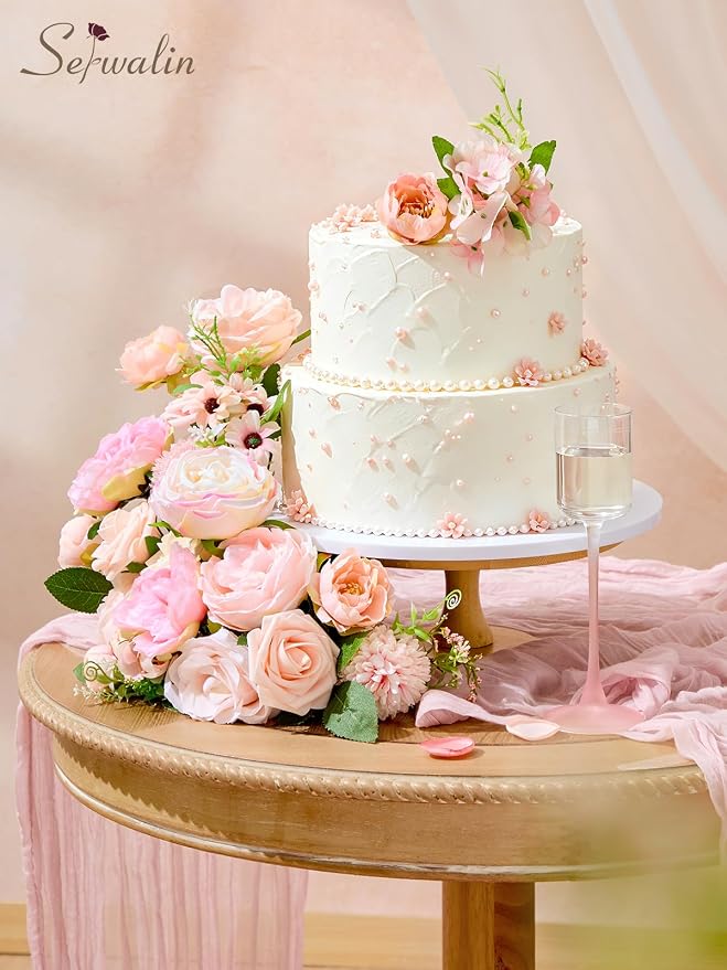 Serwalin Artificial Flowers Pink Flowers Fake Silk Flowers - Image 3