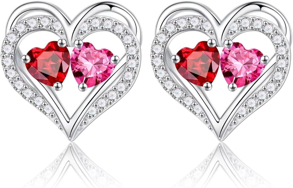 Iefil Valentines Day Gifts for Her - 925 Sterling Silver Birthstone Earrings, Anniversary Birthday Gifts for Women Wife Girlfriend Mom