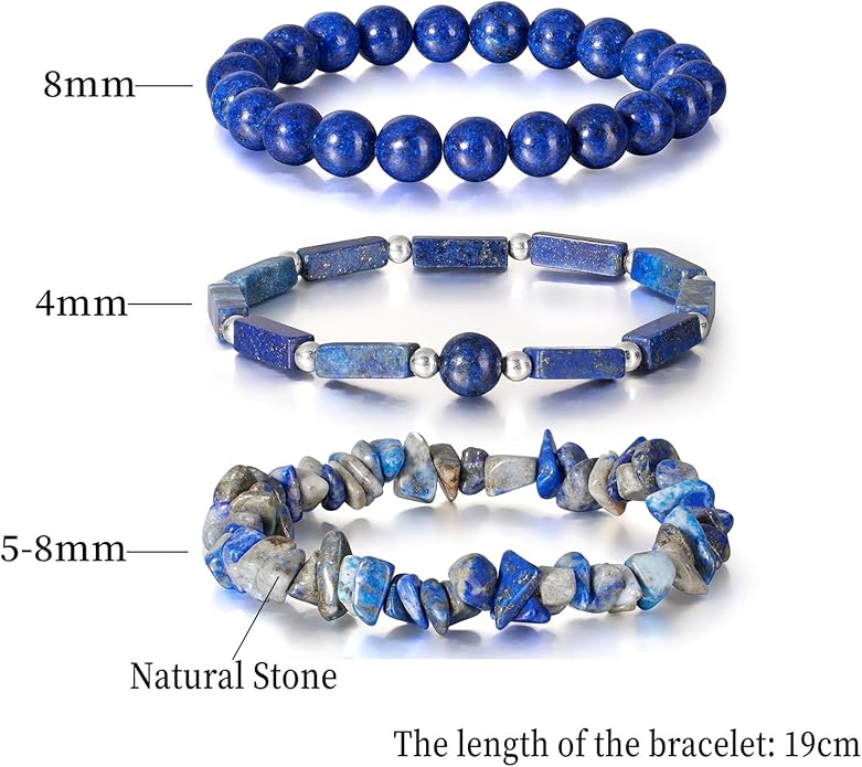 3Pcs Natural Stone Bracelets for Women 8mm Crystal Beaded Bracelets Handmade Stretch Bracelet Healing Crystal Jewelry for Women