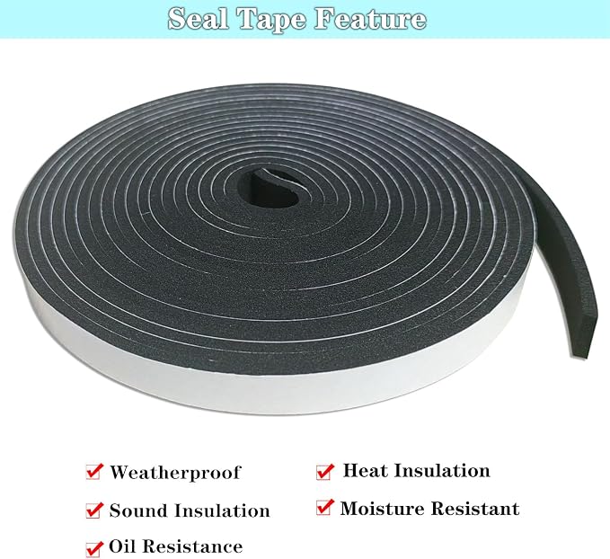 Weather Stripping Foam Tape 2 Rolls, Self Adhesive Door Seal - Image 4