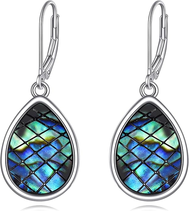 Abalone Shell Dangle Drop Earrings for Women 925 Sterling Silver Filigree Bohemian Earrings Jewelry Gift