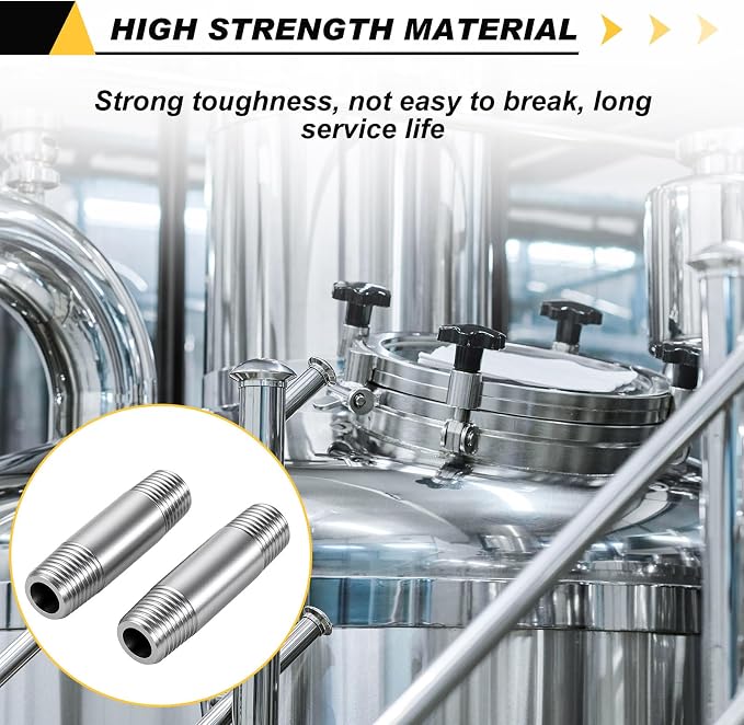 2 Pcs 304 Stainless Steel Pipe Fittings 1/4" NPT x 1/4" NPT Male Threaded 2" - Image 4